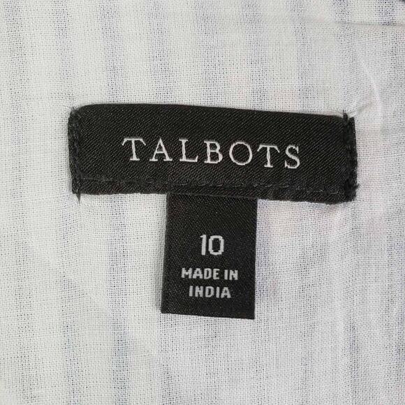 Talbots Dress Size 10 Solid White Striped Coastal Sleeveless Linen Lagenlook - Picture 5 of 7
